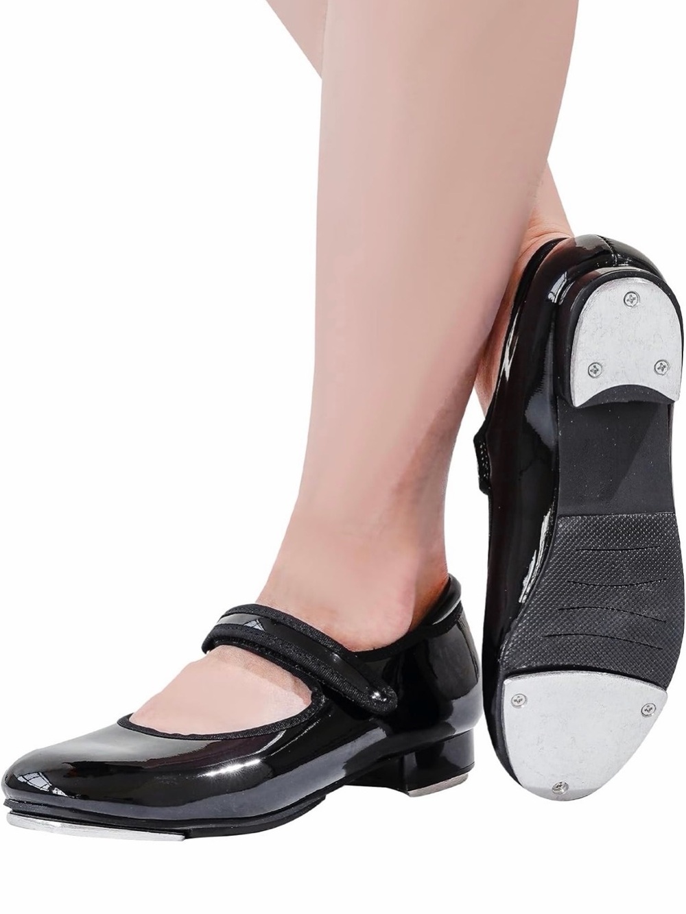 Girls' Black Patent Mary Jane Tap Shoes with Strap
